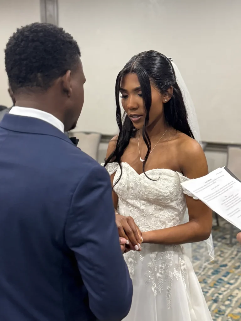 Couple exchanging vows