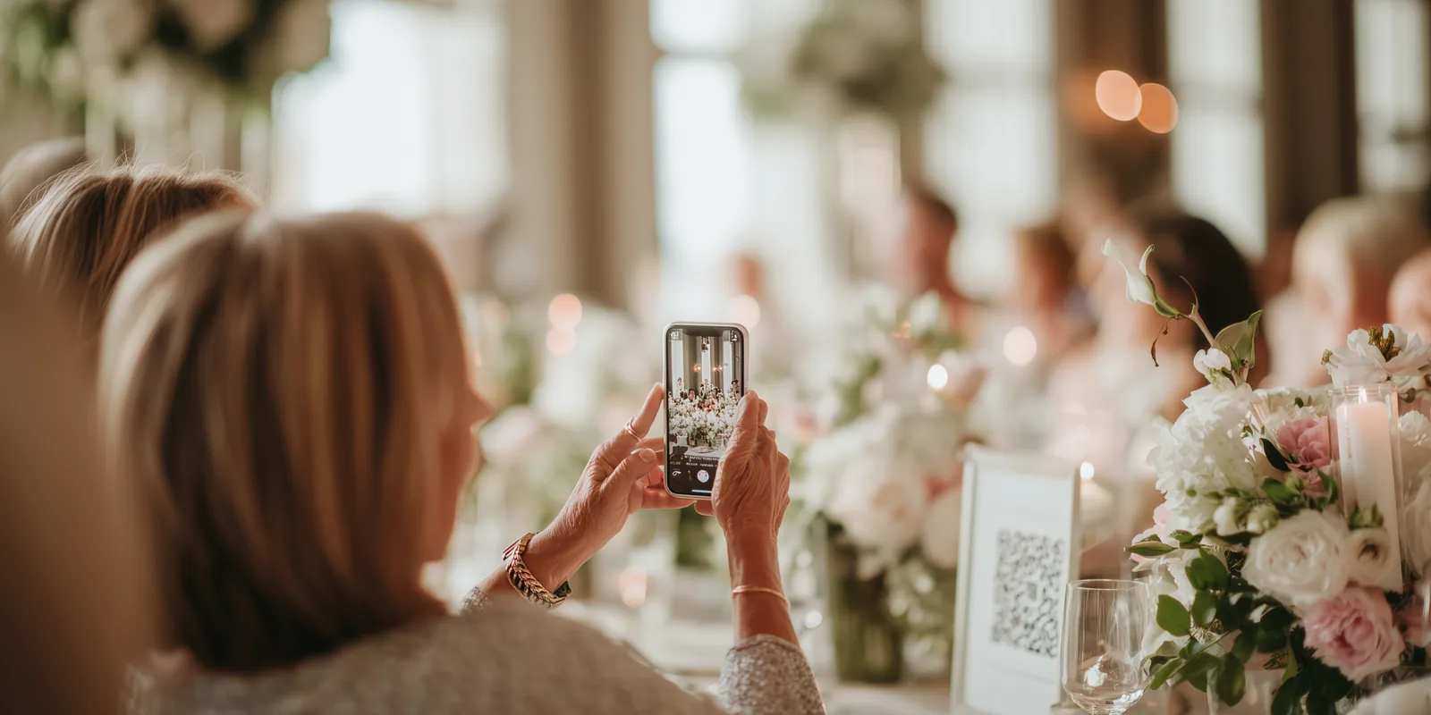 A guest scanning the QR code