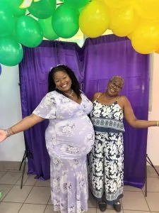 Under the balloon arch