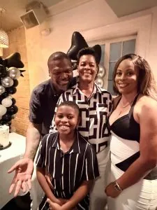 Family in black and gold
