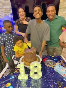 Cutting the cake, everyone in