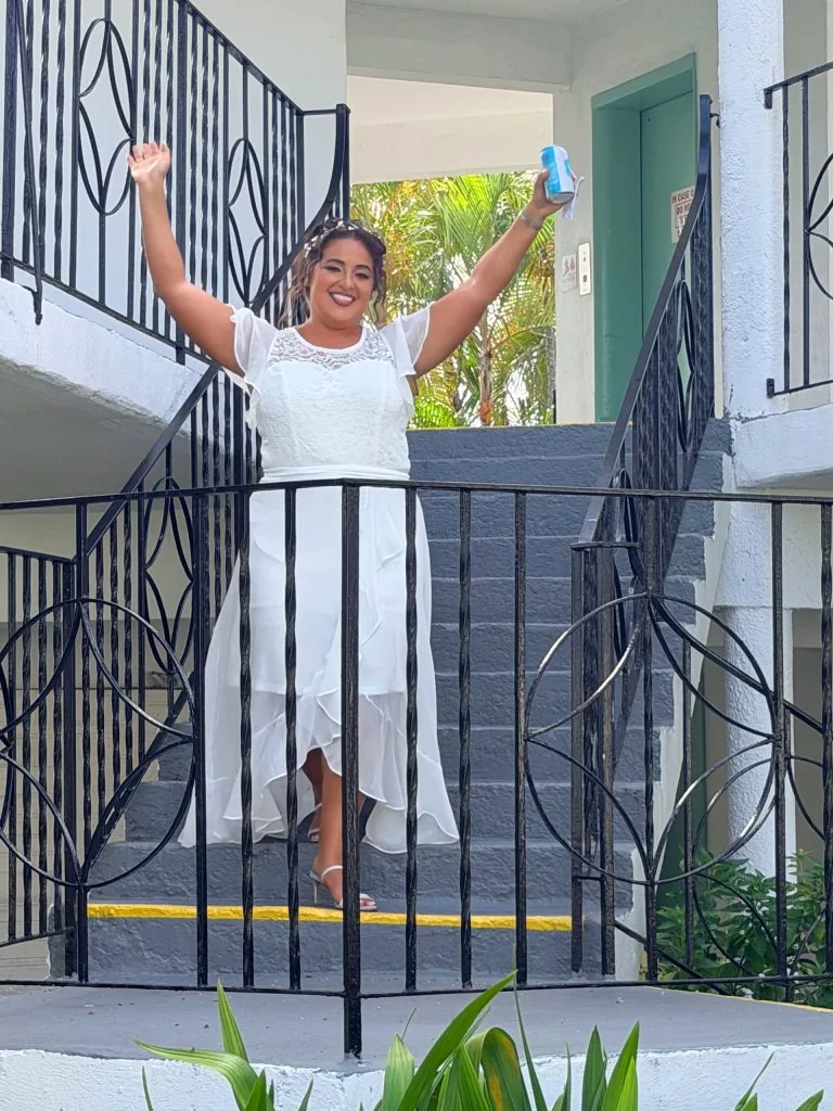 Married, at the top of the stairs